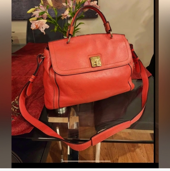MCM | Bags | Mcm Euc 2 Way Top Handle Shouldercrossbody Bag Auth Coral ...